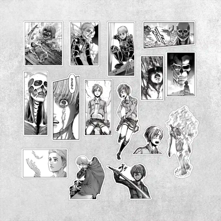 Стікерак Armin Arlert з аніме Attack on Titan. Акриловий міні стенд. Набір наліпок Атака Титанів. Стікери 15 штук.