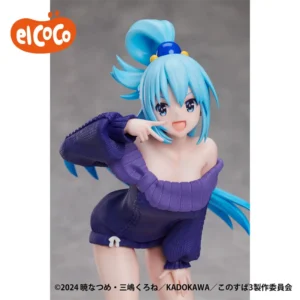 Крупний план обличчя фігурки Аква - якісний мерч KonoSuba з деталізованими очима.