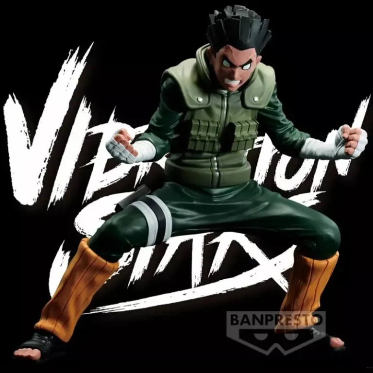Фігурка Rock Lee VIBRATION STARS II від Bandai, вид спереду в бойовій стійці.