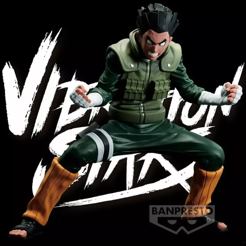 Фігурка Rock Lee VIBRATION STARS II від Bandai, вид спереду в бойовій стійці.